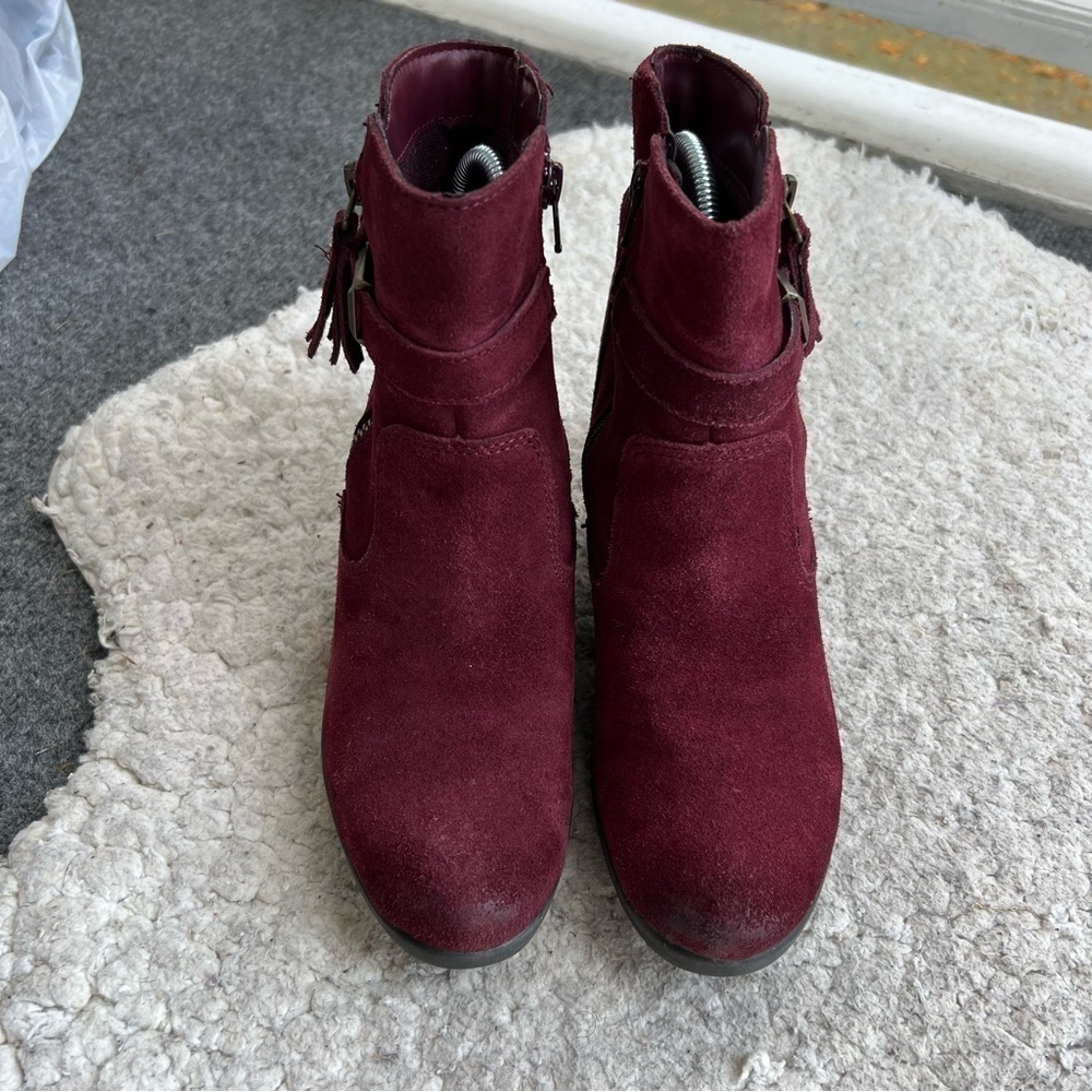 Earth Origins by EARTH "Tori" Merlot Suede Ankle Western Boho Booties Size 7M - Picture 2 of 12
